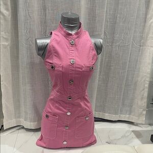 Balmain Sleeveless Pink denim Mini Dress
